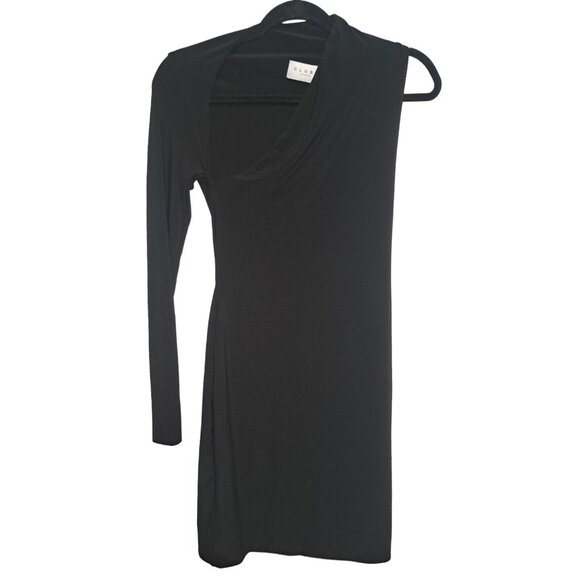 Black Cold Shoulder Dress Stretch Bodycon Size 6 Party Cocktail Club London - Picture 1 of 4